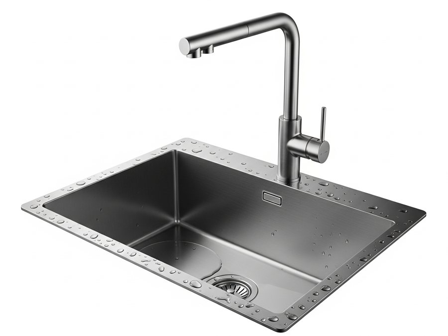 Tarja de acero inoxidable con llave moderna