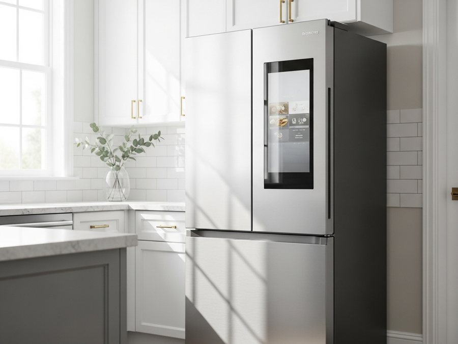 Refrigerador moderno en cocina elegante